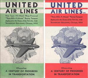 Colorful posters show an airplane flying over fairgrounds